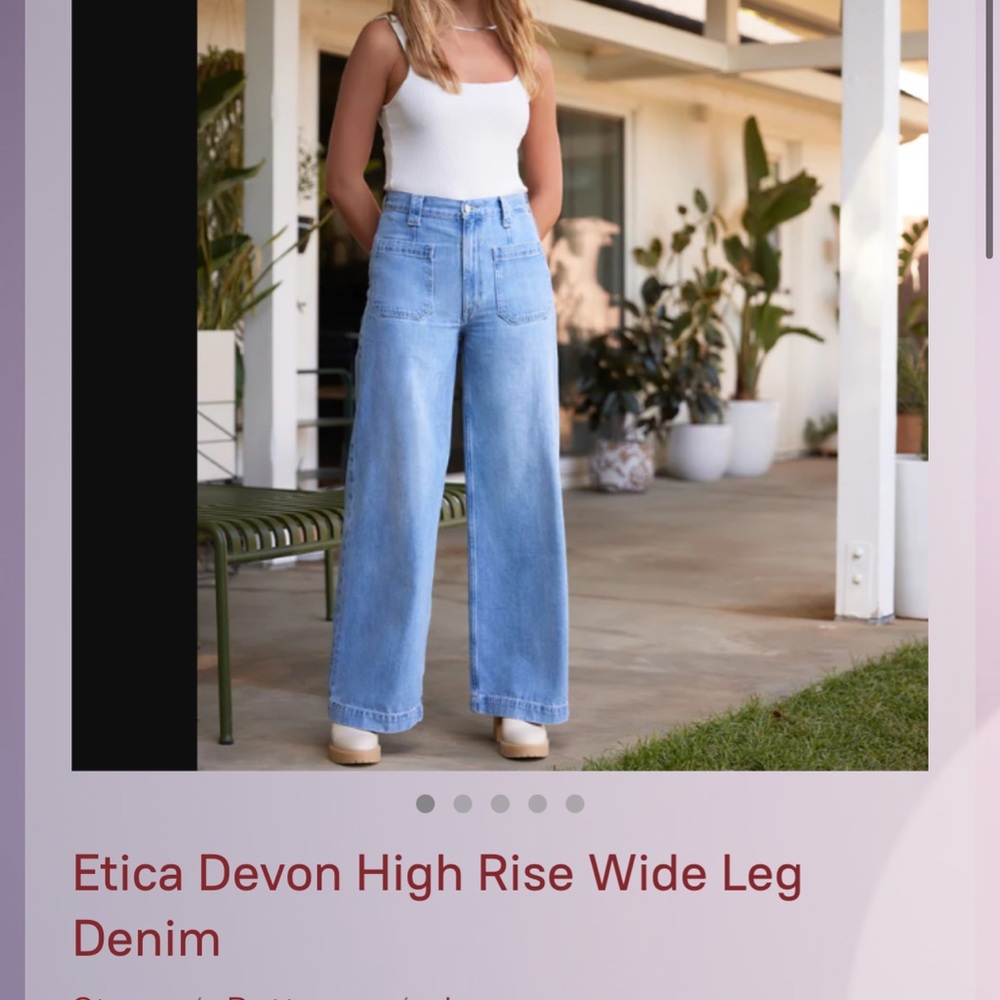 Etica Devon High rise, Wide leg, size 30